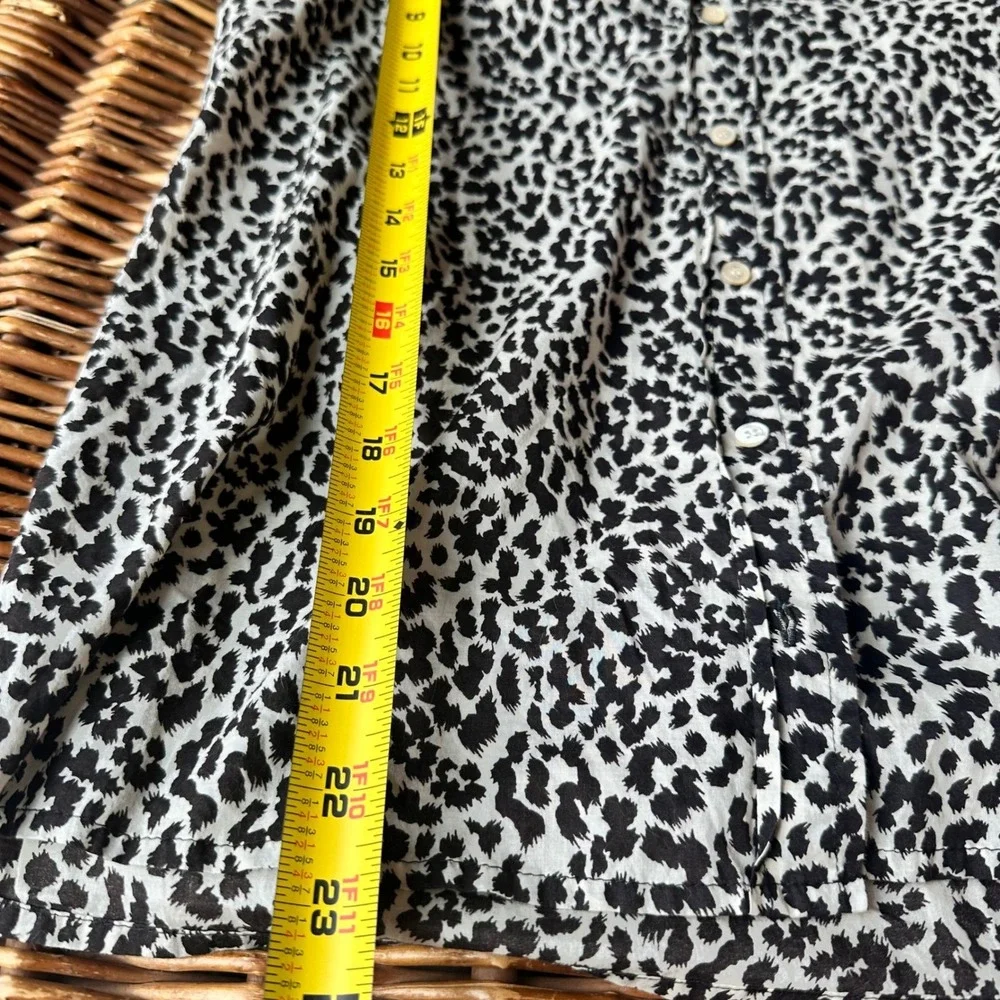 J.Crew Womens Black Ivory Animal Leopard Print‎ 100% Cotton Button Down Shirt 4